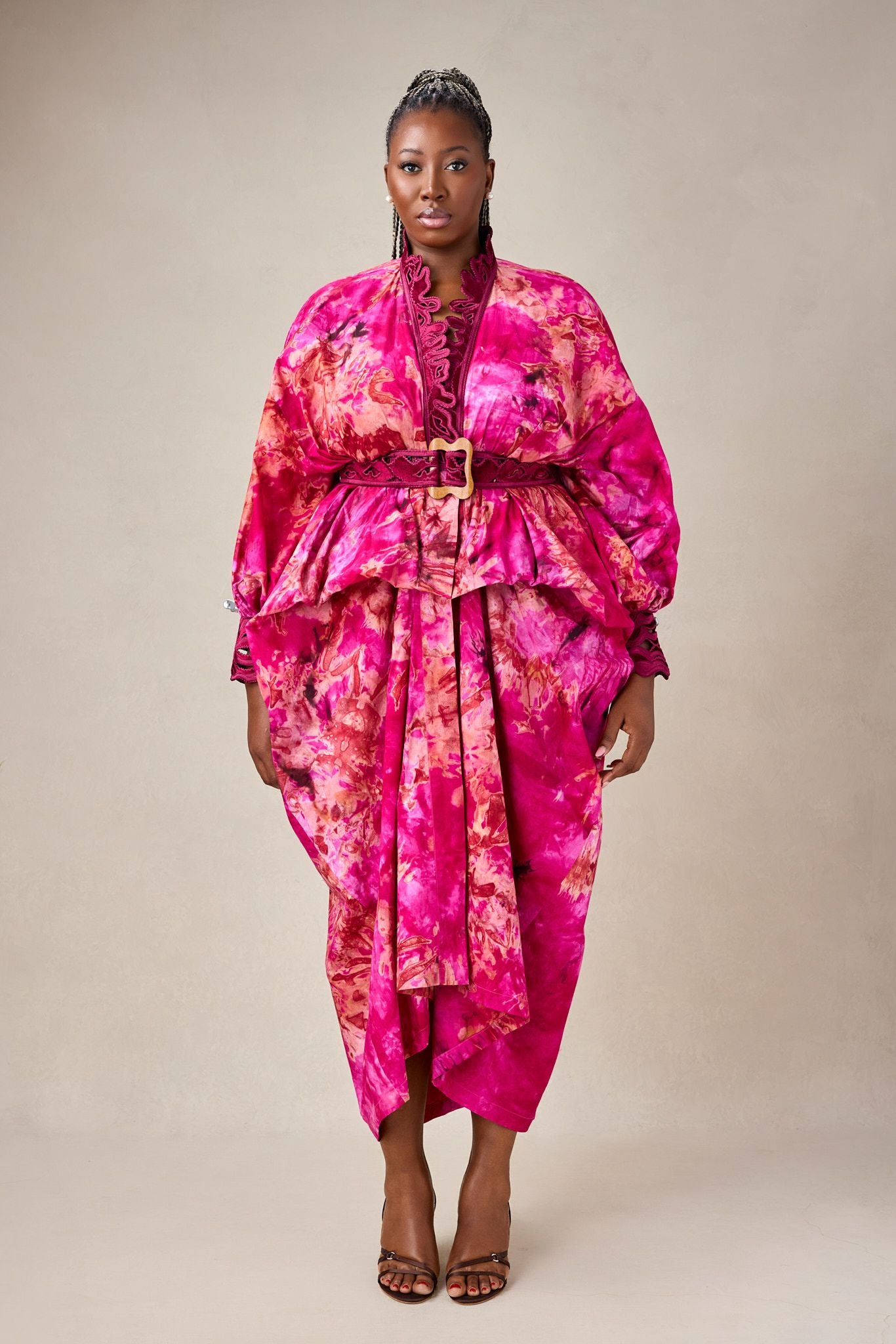 batik pink dress Water Mill Dress- Batik Leaf- Pink/White