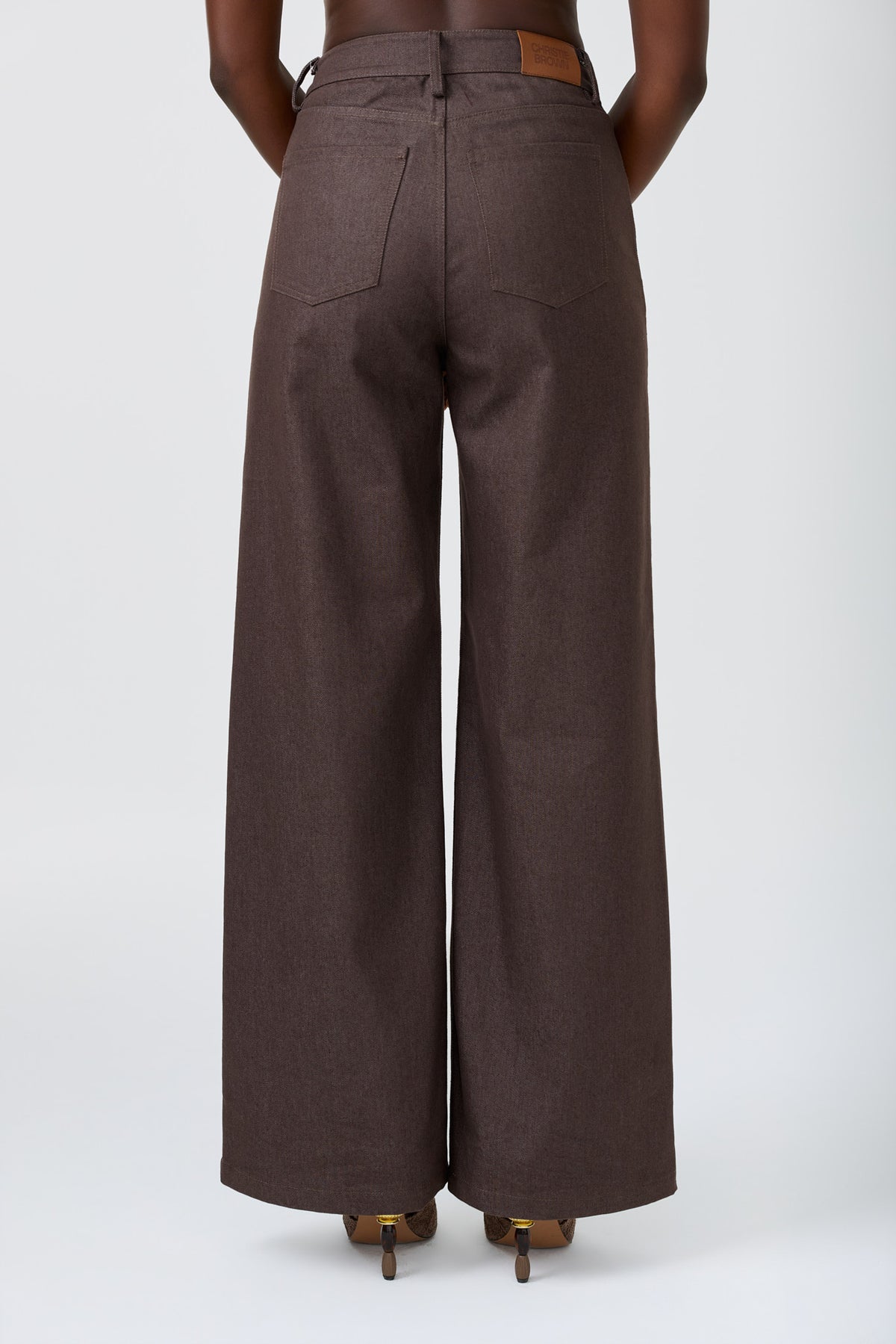 AYO CHOCOLATE straight leg pant with embroidery cut-out detail