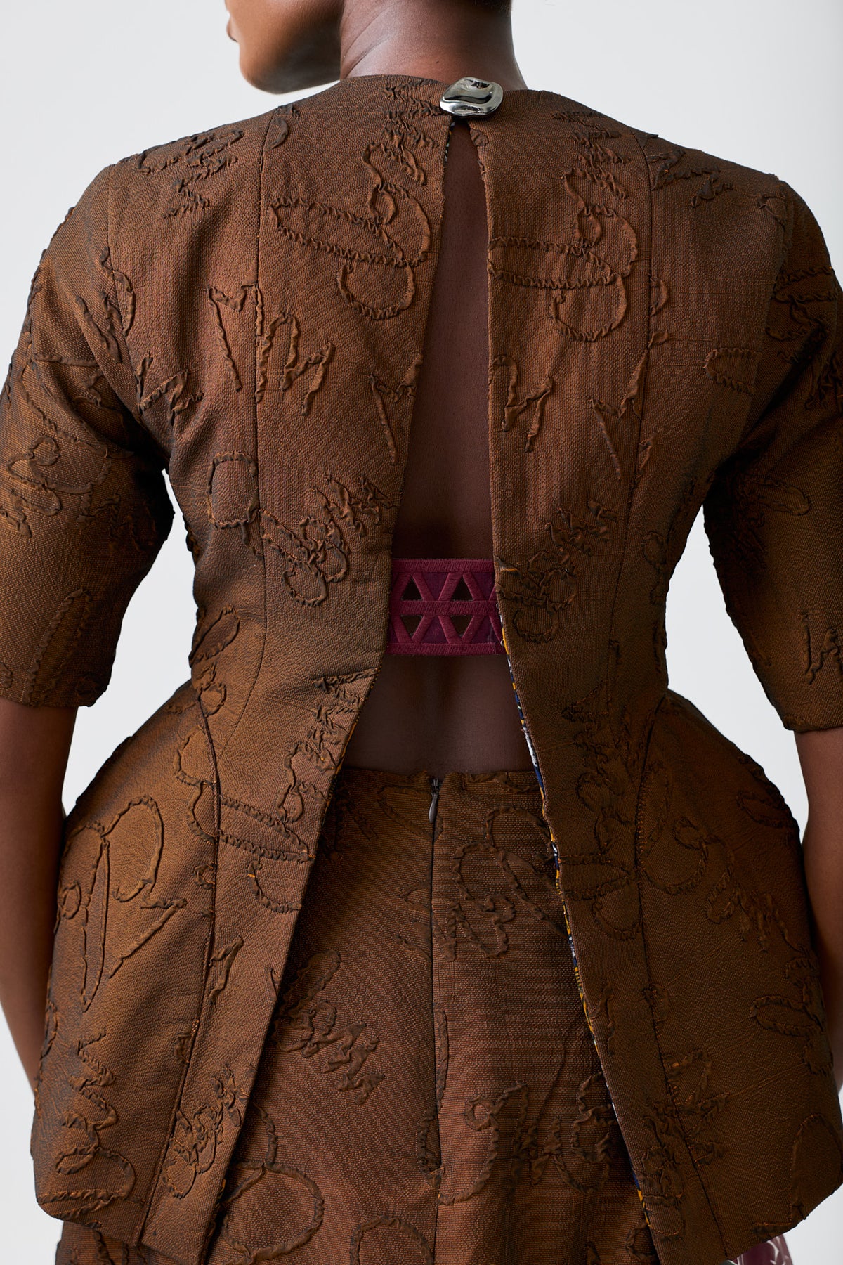 SALLY BROWN short sleeve signature jacquard dome blouse, alternate view