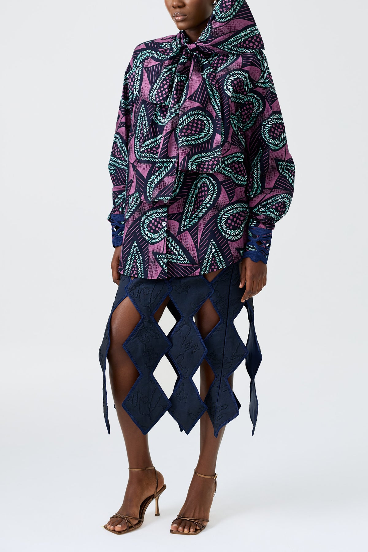 YEMI BLUE hand-embroidered cut-out skirt, alternate view